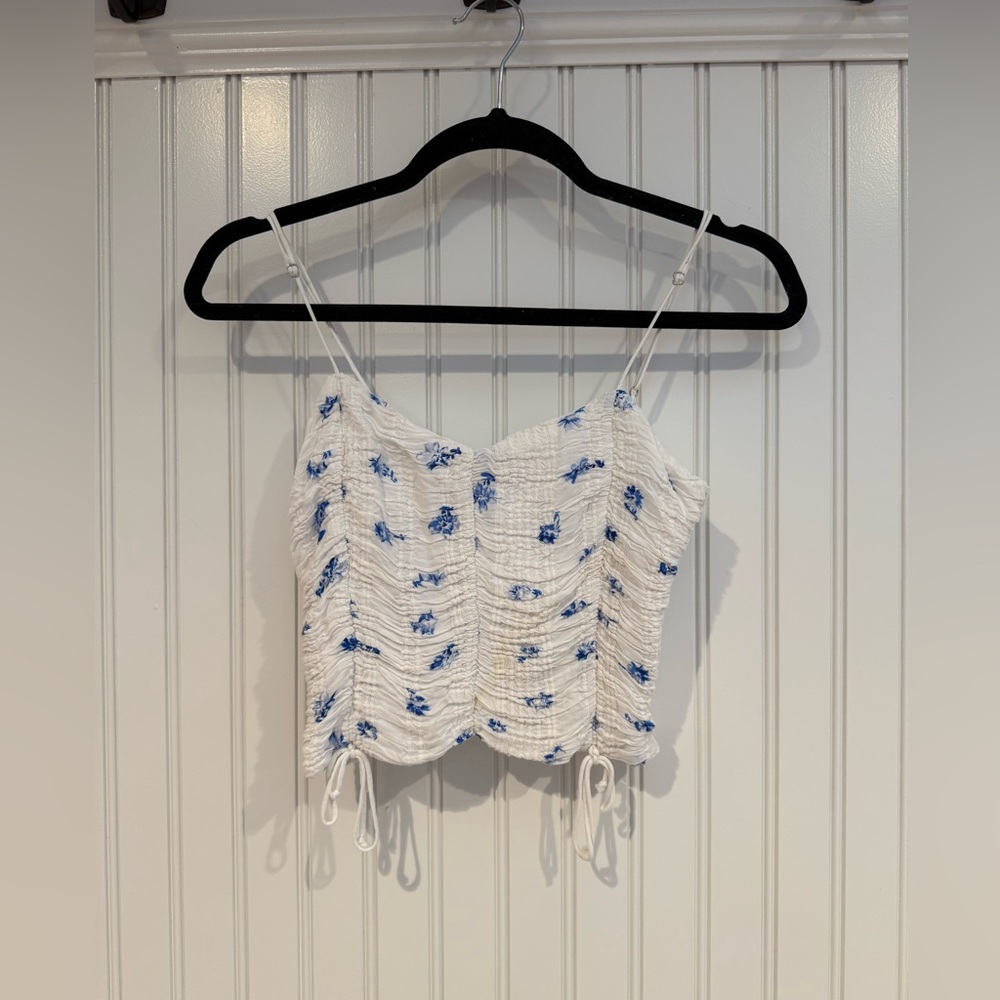 Adelaide Chic White and Blue Floral Camisole